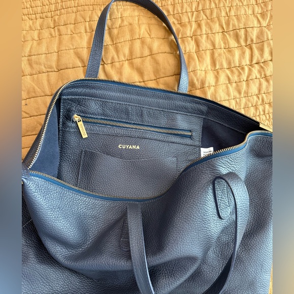 Cuyana Blue Leather Oversized Zipper Tote - Picture 2 of 7